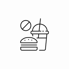 fast food prohibited icon sign vector