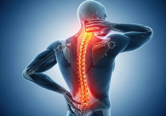 Human spine pain anatomy isolated on transparent background