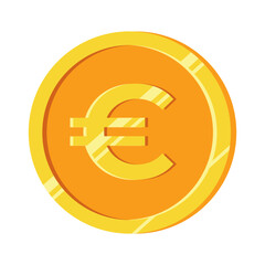 Euro sign icon.Golden euro isolated coin icon. Vector illustration.