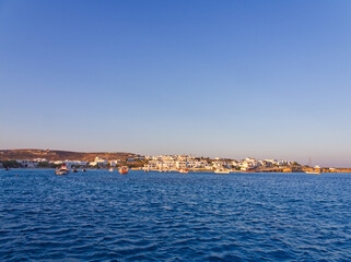 Coastal view from blue sea in Koufonisi island Aegean