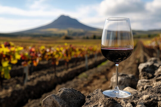  Wine glass in scenic Basilicata vineyard, Italy's winery charm