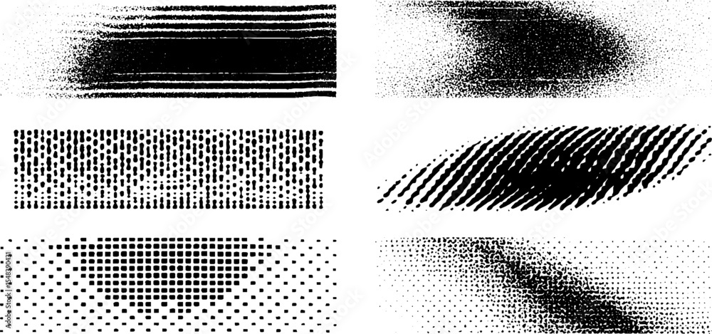 Aufkleber Abstract halftone patterns with soft sticker edges and photocopy tape effect for creative use