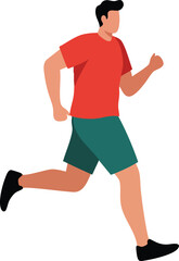 Male runner jogging in red shirt and green shorts active fitness exercise vector illustration 
