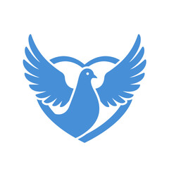 Obraz premium A heart shape with elegant dove wings