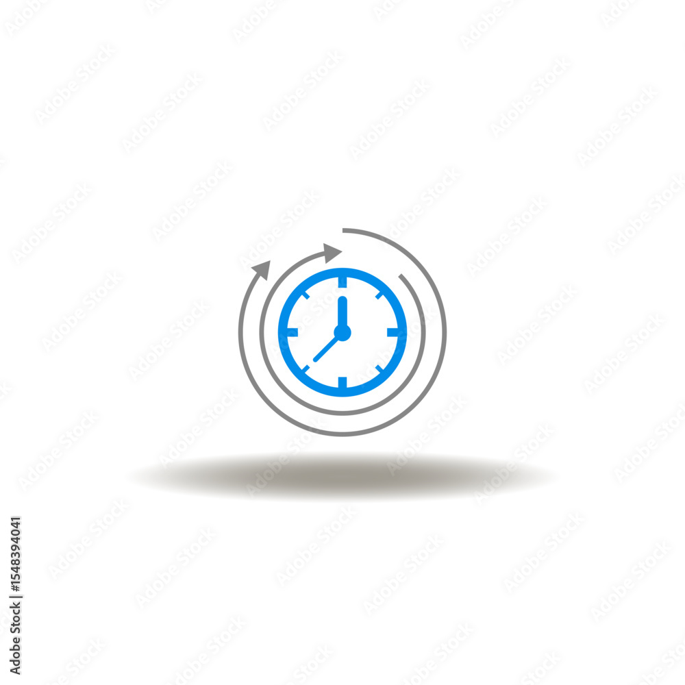 Poster vector illustration of clock with round arrows. symbol of fixed time. icon of countdown time control