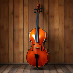 cello isolated on wooden background