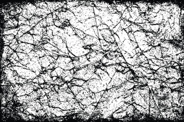 Black and white grunge texture with cracks and rough edges detailed close up of crumpled white paper with dark lines creating a textured appearance.