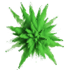 Green lime emerald powder dust explosion isolated on transparent background Generative Ai.