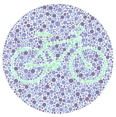 Antique bicycle images for children's color blind tests. Color blind test with a dipper bicycle
