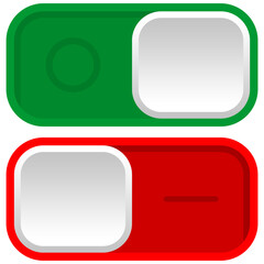 Vector Illustration of Green On and Red Off Button Icons in Flat Design for User Interface Control Elements Isolated on White