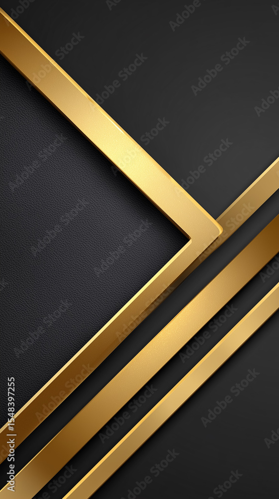Poster gold angular lines create an elegant geometric design over a textured black background. ideal for br