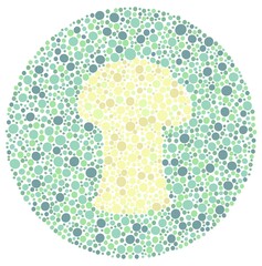 Picture of a nuclear bomb for a color blindness test. Color blindness test with nuclear images