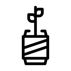 icono de planta creciendo en una lata de refresco. Reciclaje creativo, reutilización de residuos y conciencia ecológica. Brote vegetal emergiendo de una lata. Ilustración vectorial