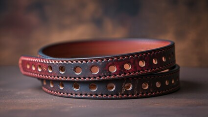 Leather belt with holes handmade brown garment accessory