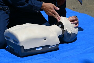 Lifesaving training using an AED. It is effective in helping the heart regain normal function by...