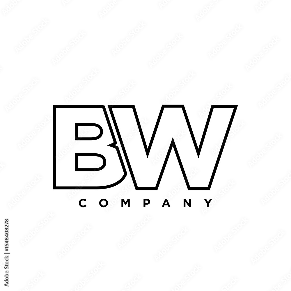Poster letter b and w, bw logo design template. minimal monogram initial based logotype.