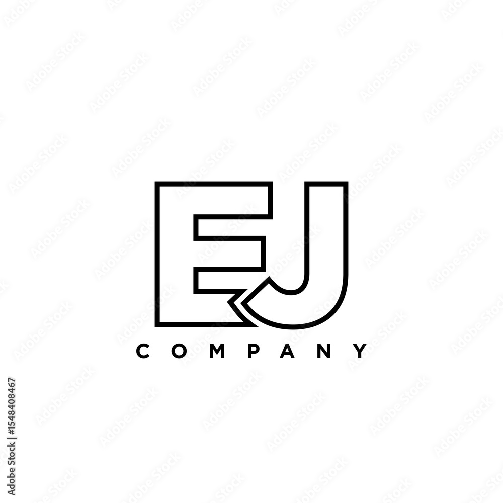 Poster letter e and j, ej logo design template. minimal monogram initial based logotype.
