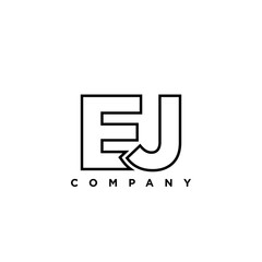 Letter E and J, EJ logo design template. Minimal monogram initial based logotype.