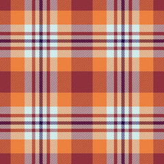 Vibrant autumnal plaid pattern in warm orange, burgundy, and pale blue hues.  Perfect for fallthemed designs, textiles, or seasonal branding.