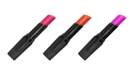 Obraz premium Lipstick Collection Three Vibrant Colors on White