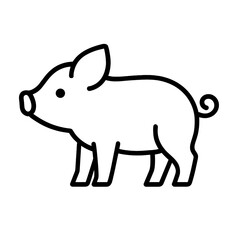 Fototapeta premium Minimalist Pig Line Icon – Farm Animal Outline Symbol