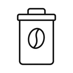 Coffee container line icon in black and white minimalist style
