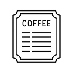 Fototapeta premium Coffee menu line icon in black and white minimalist style