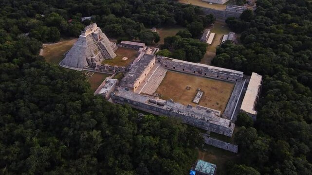 Aerial View Pyramid Of The Magician At Uxmal Ruins