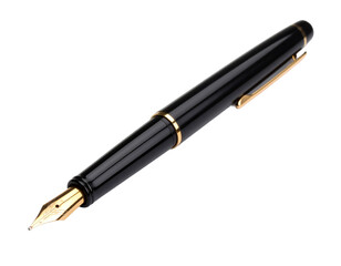 Black calligraphy pen isolated on white, elegant writing tool for art and design.