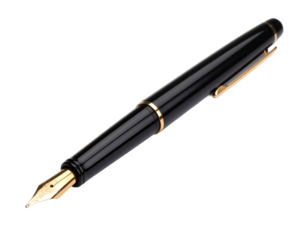 Black calligraphy pen isolated on white, elegant writing tool for art and design.