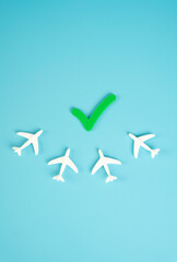 Airplanes and the permission tick. Lifting emergency measures and permission to fly. Recovery in aviation, post-pandemic normalization, or relaxation of travel restrictions.