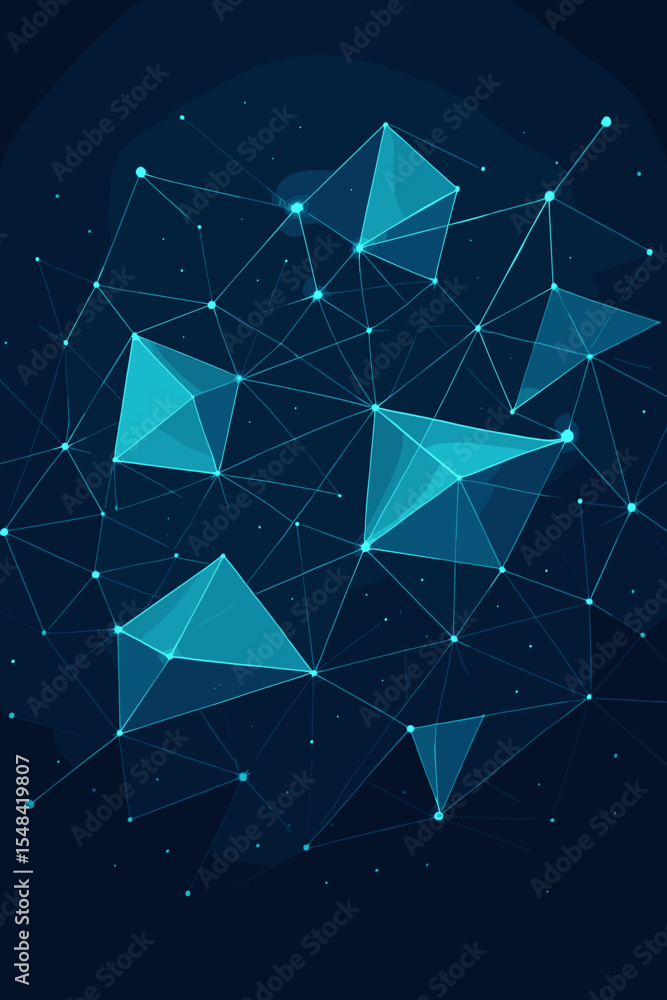 Poster abstract futuristic network with polygonal shapes on a dark blue background. technology concept for 