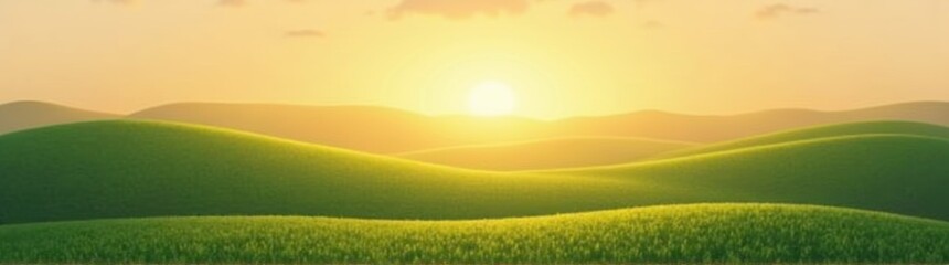 Naklejka premium Field with a sunset in the background