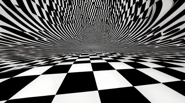 Checkered Chessboard Pattern 3D Illustration with Geometric Tiles and Square Design