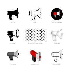 Each megaphone loudspeaker icon has its own creative design, and each design can meet the needs of different jobs.