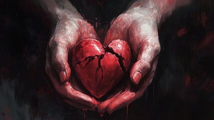 Cracked Heart Held in Hands Showing Pain and Vulnerability