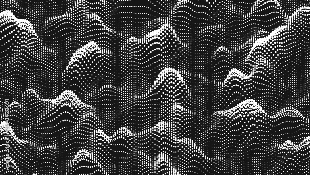 Wall mural point wave bump texture. abstract dot background. technological cyberspace background.