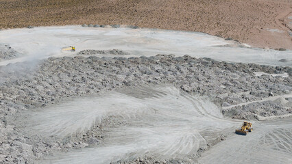 Aerial view of an open-pit borax mine in Jujuy, Argentina.