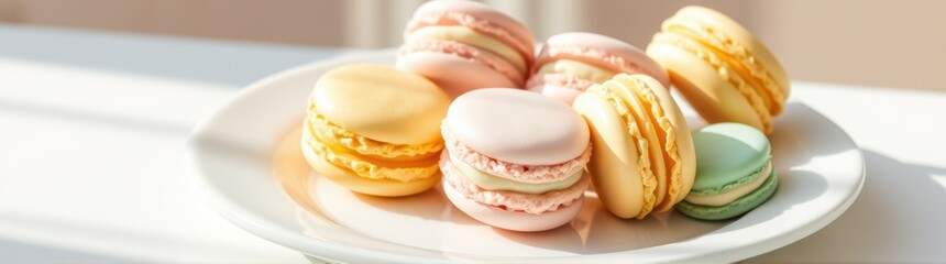 Many different colored macarons on a plate