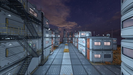 Obraz premium 未来都市の風景 3DCGレンダリング