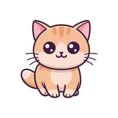 Obraz premium Adorable Orange Kitten, Cute Cartoon Cat Illustration, Kawaii Pet Design, Vector Graphic