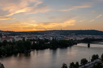 Obraz premium Prague, Czechia - 08.12.2024 - Sunset at Vysehrad Castle