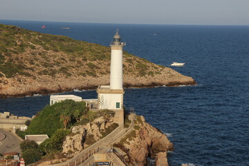 lighthouse on the coast of crete greece