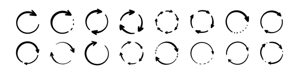 Hand drawn sketch rotation arrow symbol. Repeat round cycle doodle icon. Sync, load, downloading, renew symbol. Spinning arrow vector illustration. Crayon scribble. Process indicator