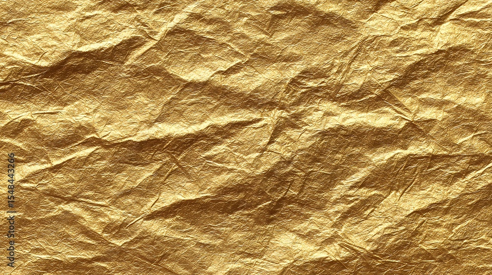 Poster shimmering gold paper texture featuring intricate folds and subtle light play, ideal for adding a to