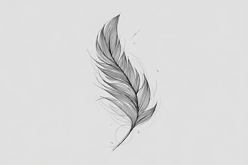 Single line feather vector logo design with subtle curves