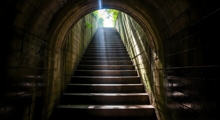 Fototapeta premium Stairway to Light: Overcoming Challenges and Finding Hope