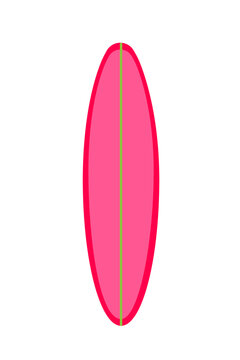 Vector illustration of a vibrant pink surfboard in neon colors. Perfect for summer, beach, surfing, travel, sport, and vacation-themed projects. High-res PNG on transparent background