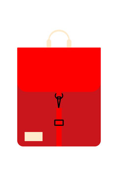 Red, minimal backpack vector illustration. Stylish school bag for everyday use, travel, holiday. Great for back to school, fashion or lifestyle projects. High-res PNG on isolated background