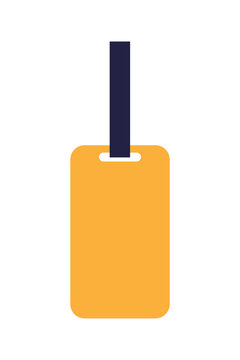 Orange luggage tag vector illustration with navy blue strap isolated PNG. Travel baggage label for airline identification and airport use. Perfect for vacation design projects and travel branding. PNG
